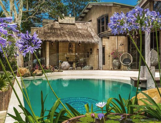 pool and mediterranean style house